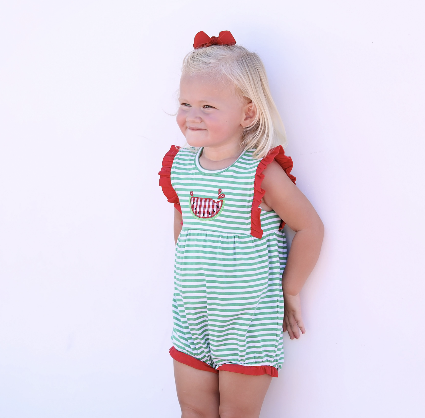 TSK Watermelon Applique Ruffle Bubble