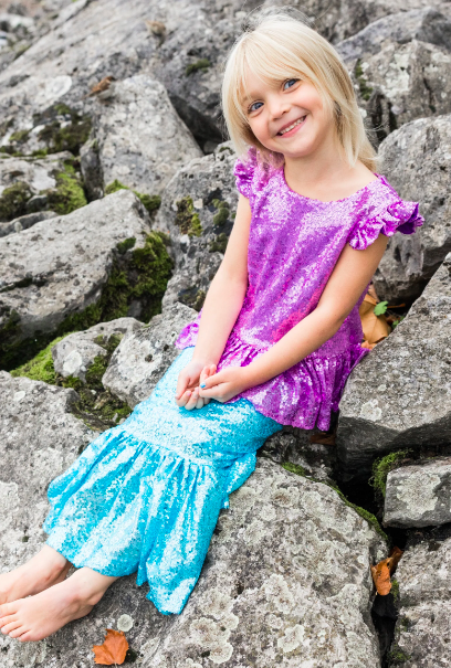 Sequins Sparkle Mermaid Top & Skirt