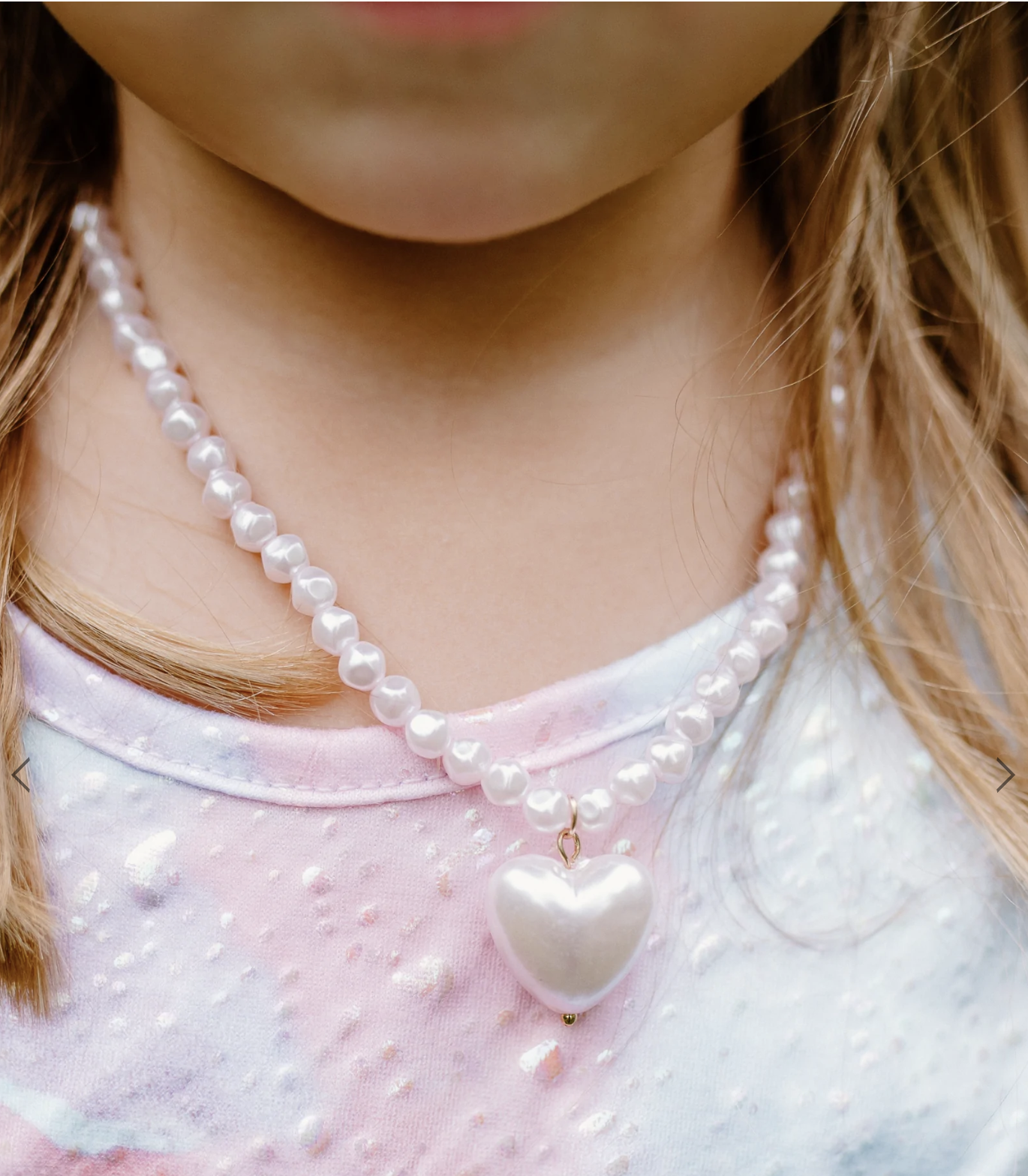 Pink Pearl Heart Necklace