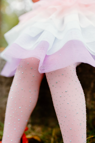 Rhinestone Tights Ombre Pink/White