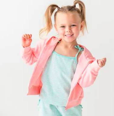 RB Pink Terry Knit Ruffle Hoodie