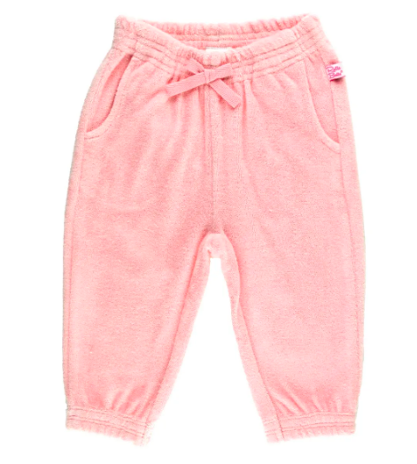 Pink Terry Knit Ruffle Jogger Pants