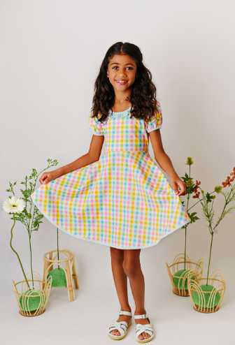 Serendipity Plaid Short Sleeve Flair Dress