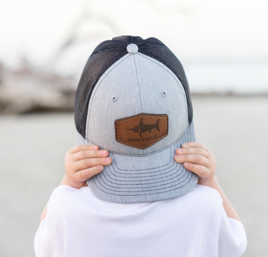 Saltwater Boys Leather Logo Hat Grey/Blk