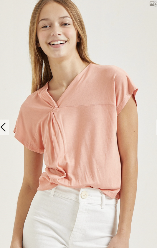 Coral Twisted Dolman Sleeve Top