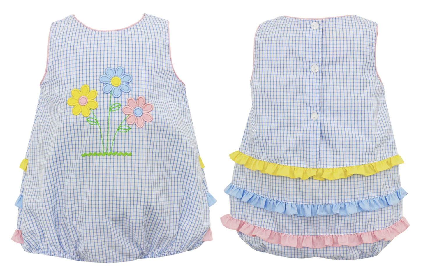 Daisies Lt Blue Check Bubble
