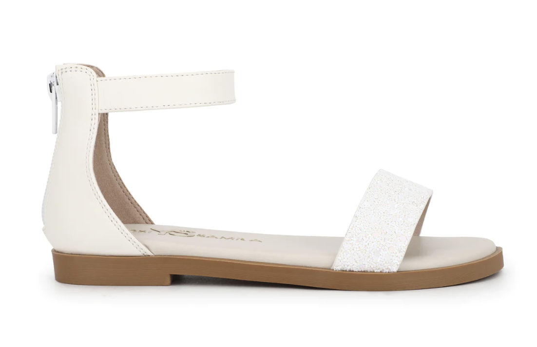 Miss Cambelle Glitter Sandal-White