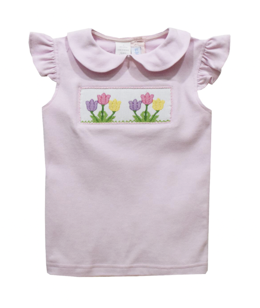 Tulips Smocked Pink Knit Tee