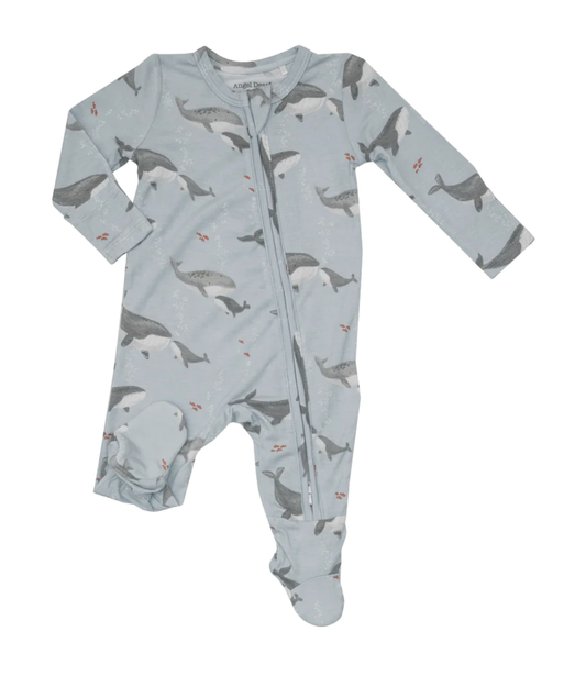 AD Grey Whales Zipper Footie