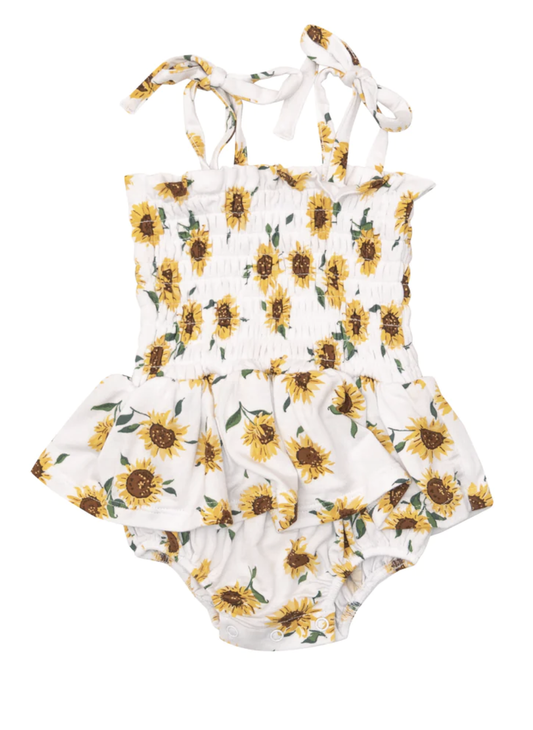 Sunflower Ditsy Smocked Bubble