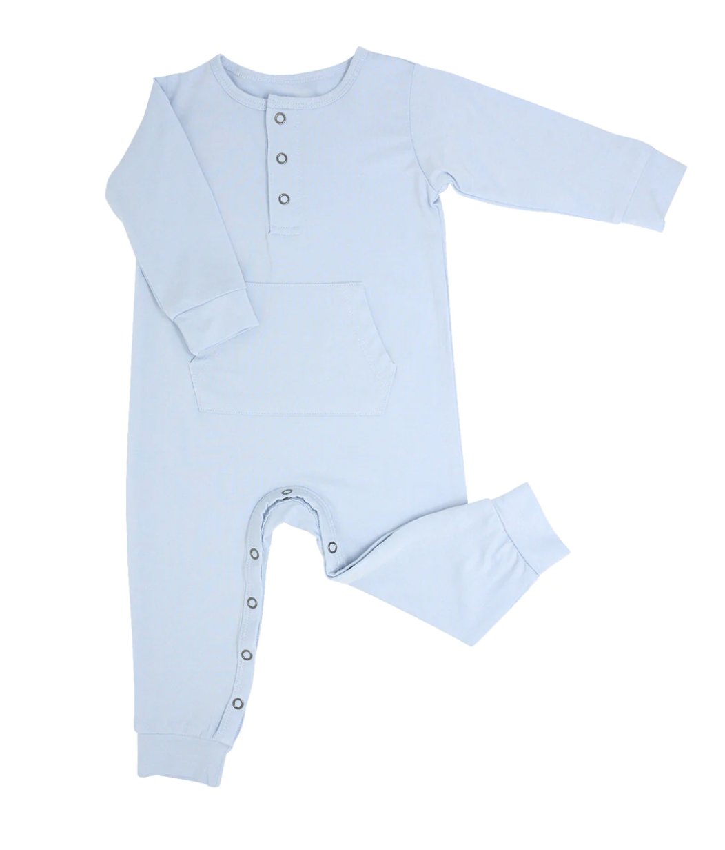 Bashful Blue Pocket Romper