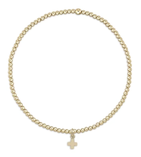 Enewton Egirl Classic Gold 2mm Bead Bracelet- Signature Cross Small Gold Charm