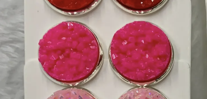 Druzy Studs- Hot Pink