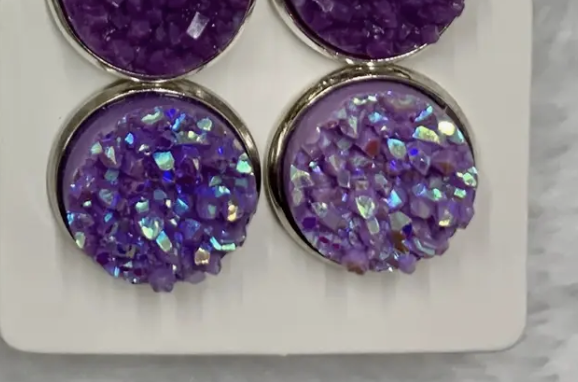 Druzy Studs Lt Purple