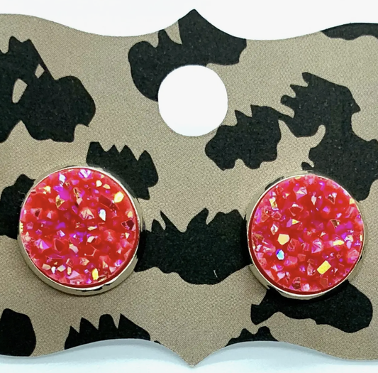 Druzy Studs Coral