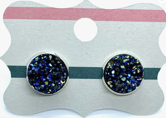 Druzy Studs Midnight Blue