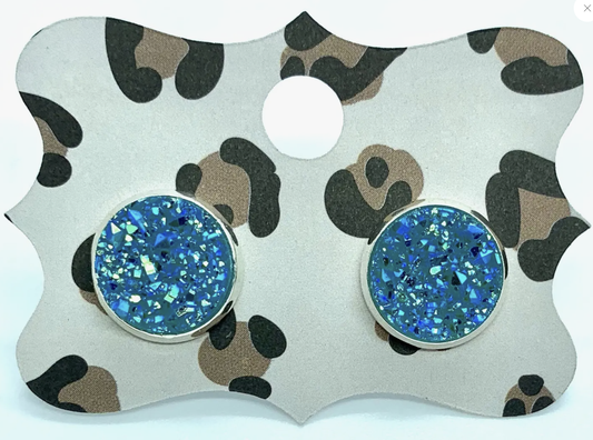 Druzy Studs Aqua