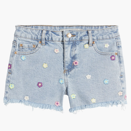 Floral Embroidered Cutoff Denim Shorts