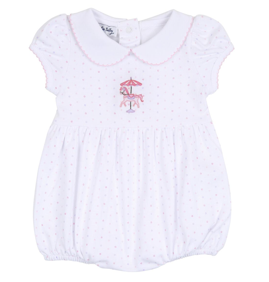 Carousel Pink Emb Collared Girl Bubble