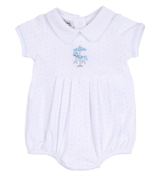 Carousel Blue Emb Collared Bubble