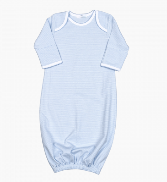 Blue Stripes Pima Gown Blue Trim