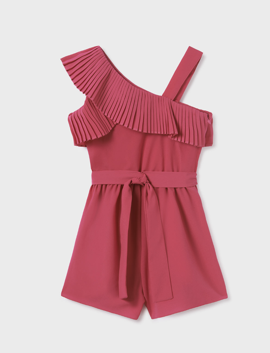 Pink Asymmetrical Crepe Romper