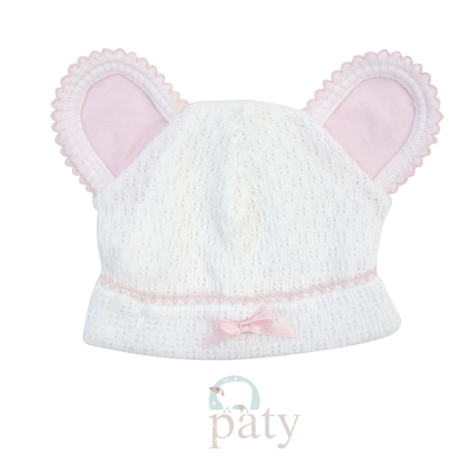 Paty Bear Cap White w/Pink Ears