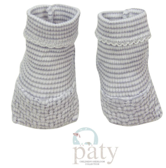 Paty Knit Booties Grey w/Grey Trim No Bow