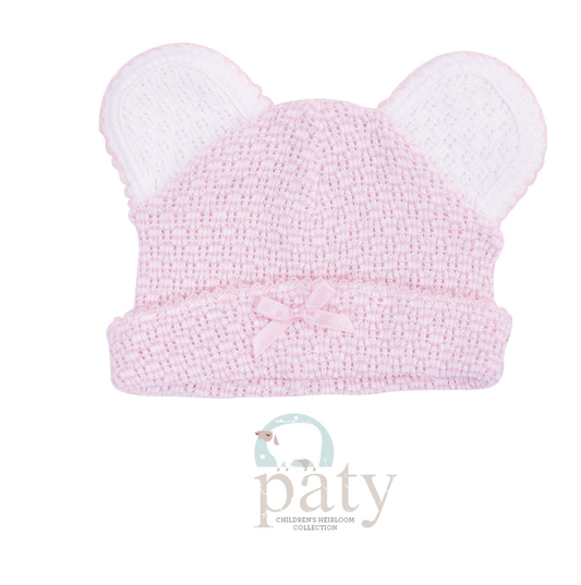 Paty Pink Bear Cap w/White Ear & Pink Trim