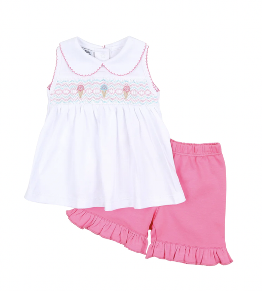 Ice Cream Classics Smocked Collared Short Set