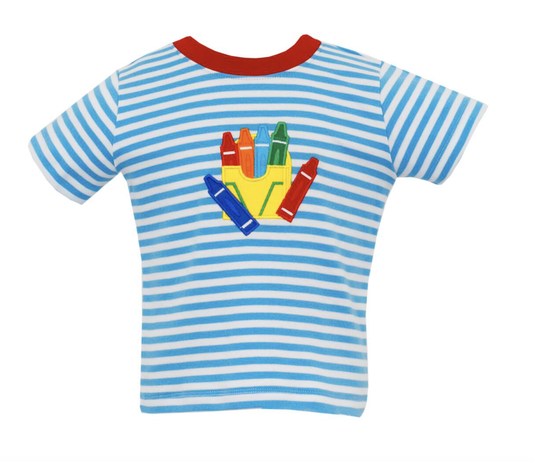 Turquoise Stripe Knit Boys Crayon Tee