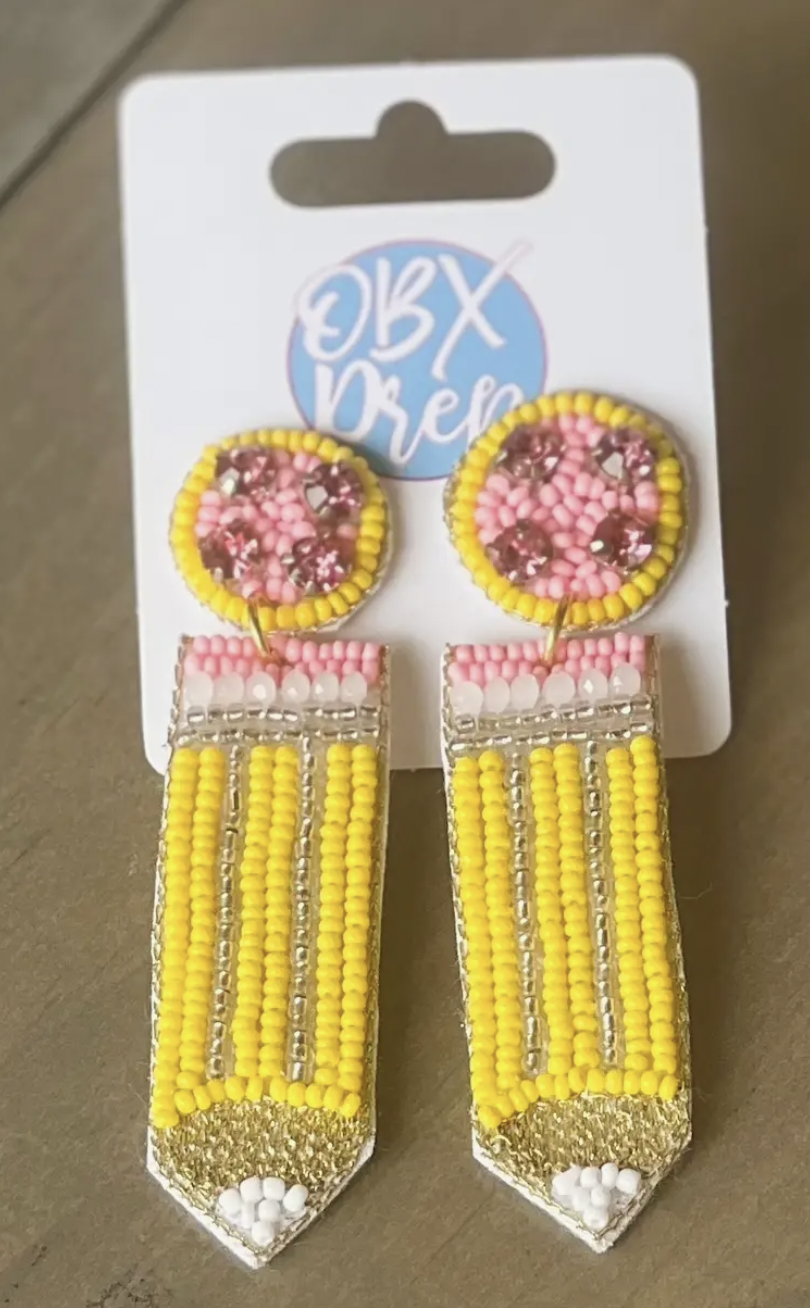 Pencil Seed Beaded Earrings