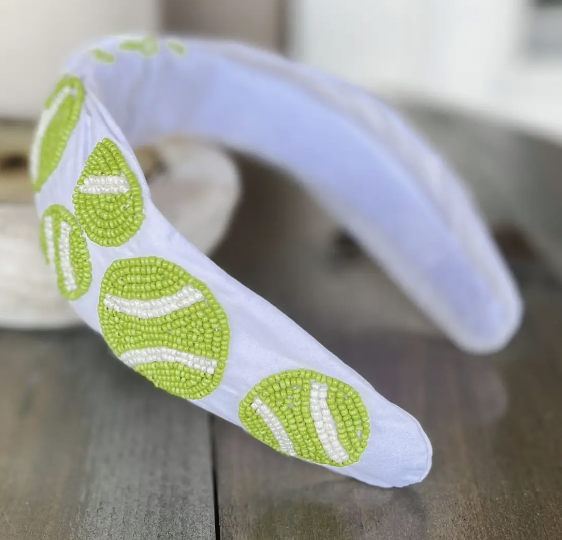 Tennis Seed Beaded Team Spirit Top Knot Headband