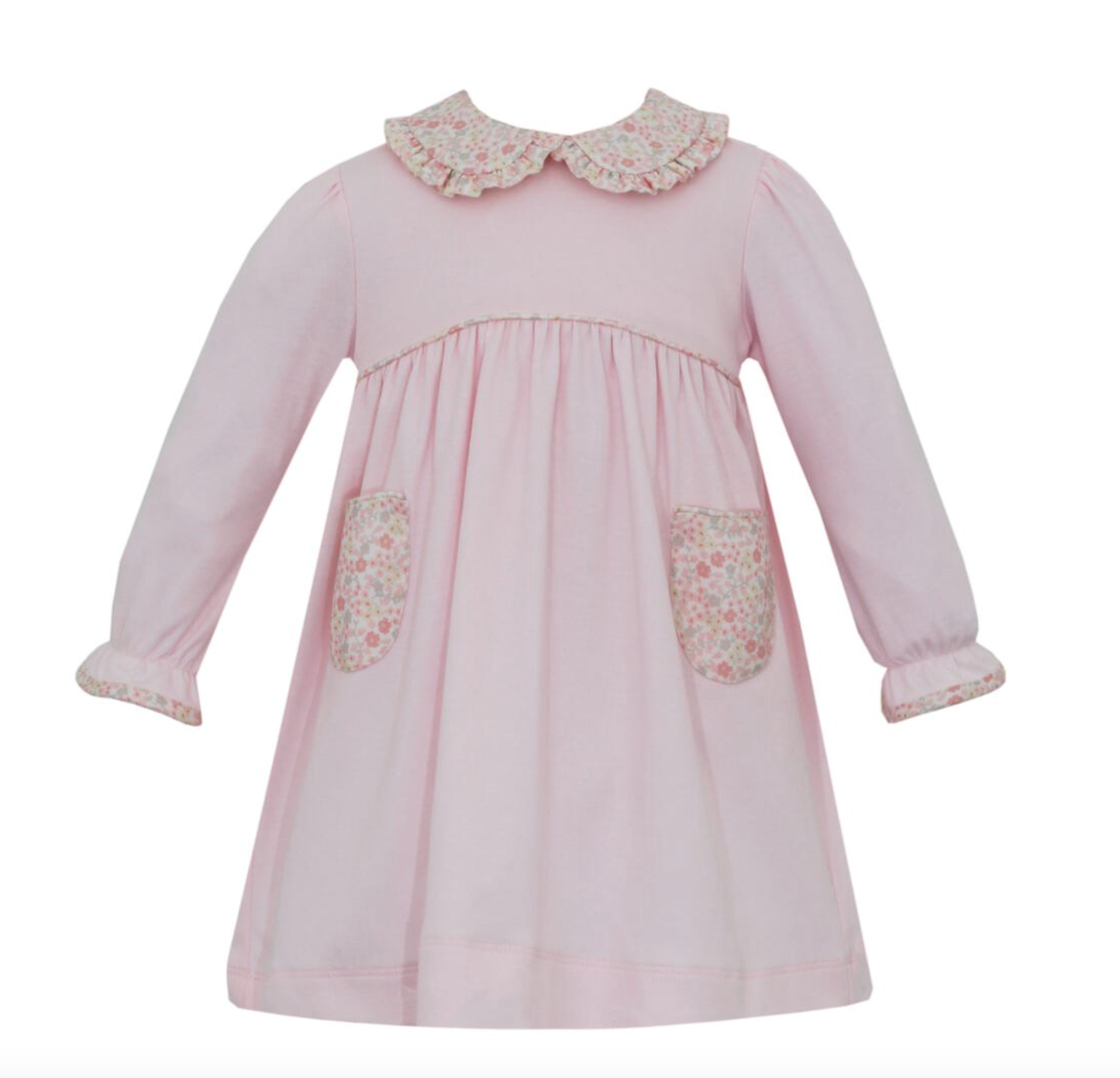Pink Dress w/Liberty Floral Collar & Pockets