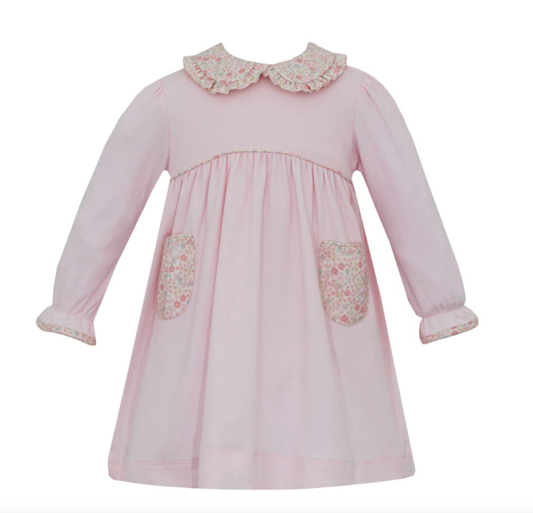 Pink Dress w/Liberty Floral Collar & Pockets