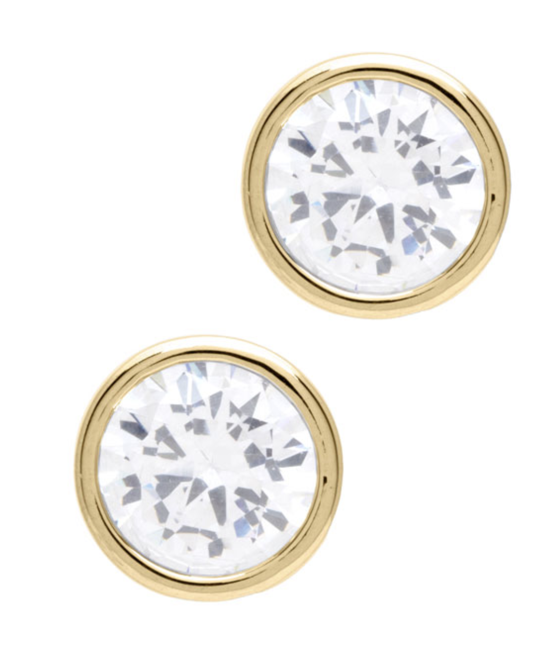 Gold Round Crystal Stud Earring