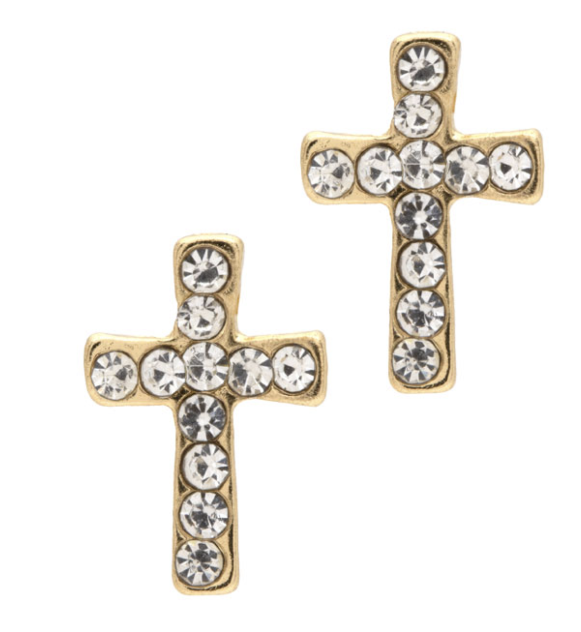 Gold Crystal Cross Stud Earring