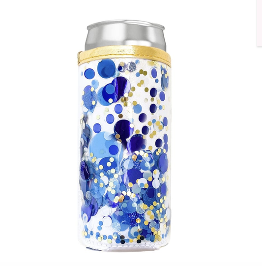 Spirit Squad Confetti Skinny Can Cooler True Blue