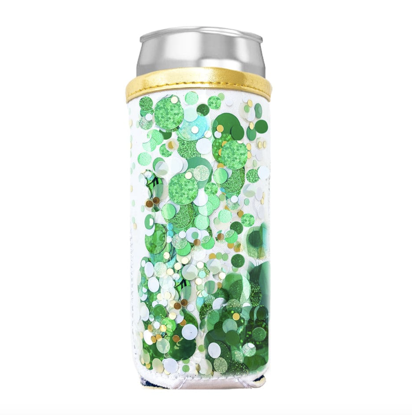 Spirit Squad Confetti Skinny Can Cooler Green w/Envy