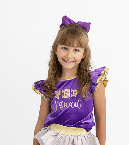 Evie's Closet Purple Velvet Pep Squad Shirt