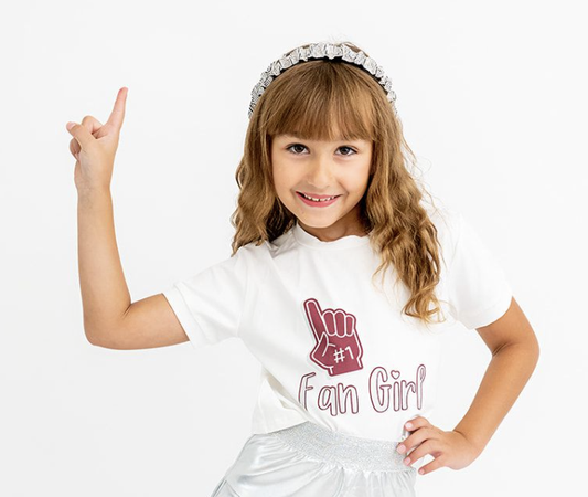 Evie's Closet Fan Girl Maroon & Silver T-Shirt