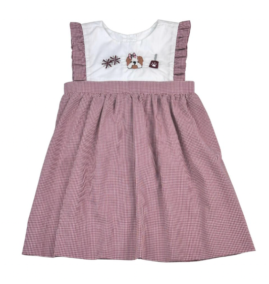 Maroon Bulldog French Knot Dress
