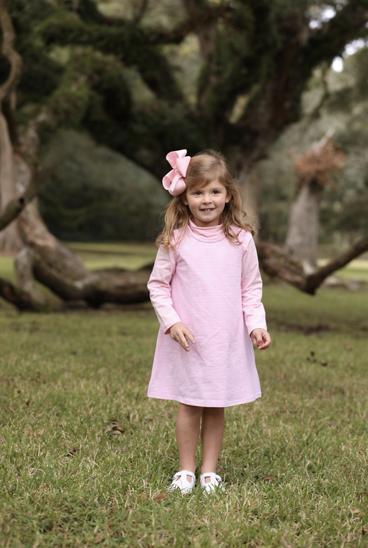 TSK Caroline Dress Light Pink Stripe