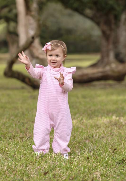 TSK Caroline Romper Light Pink Stripe