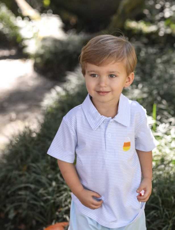 TSK Candy Corn Applique Polo