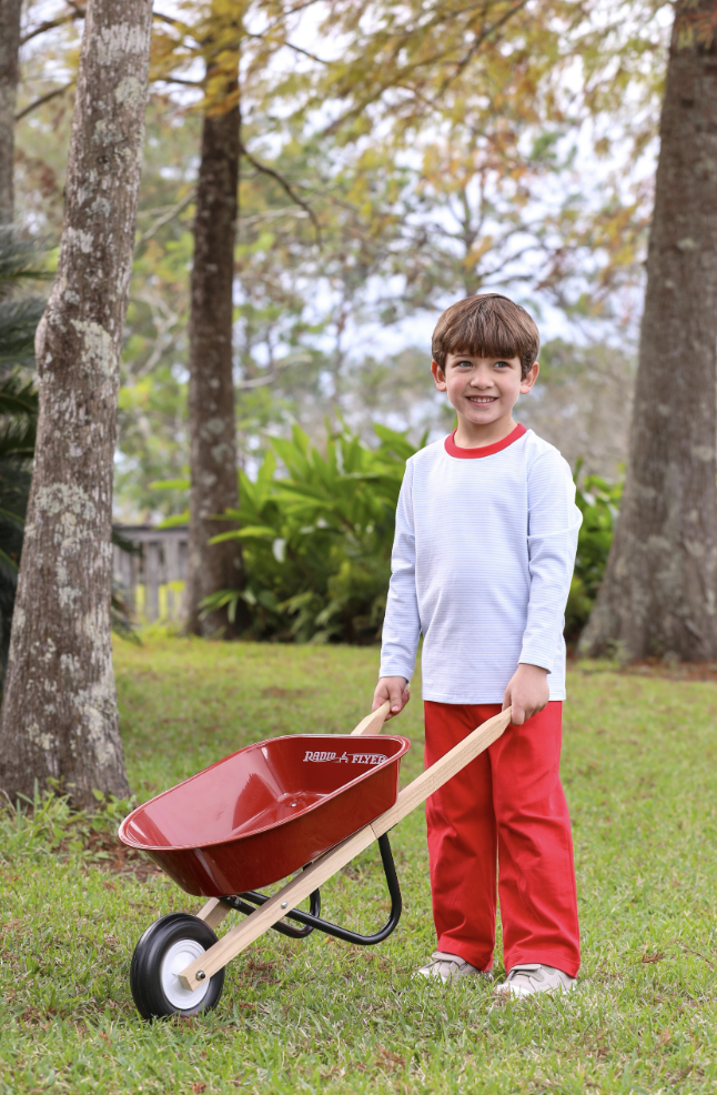 TSK Miller Long Sleeve Pants Set Light Blue Stripe/Red