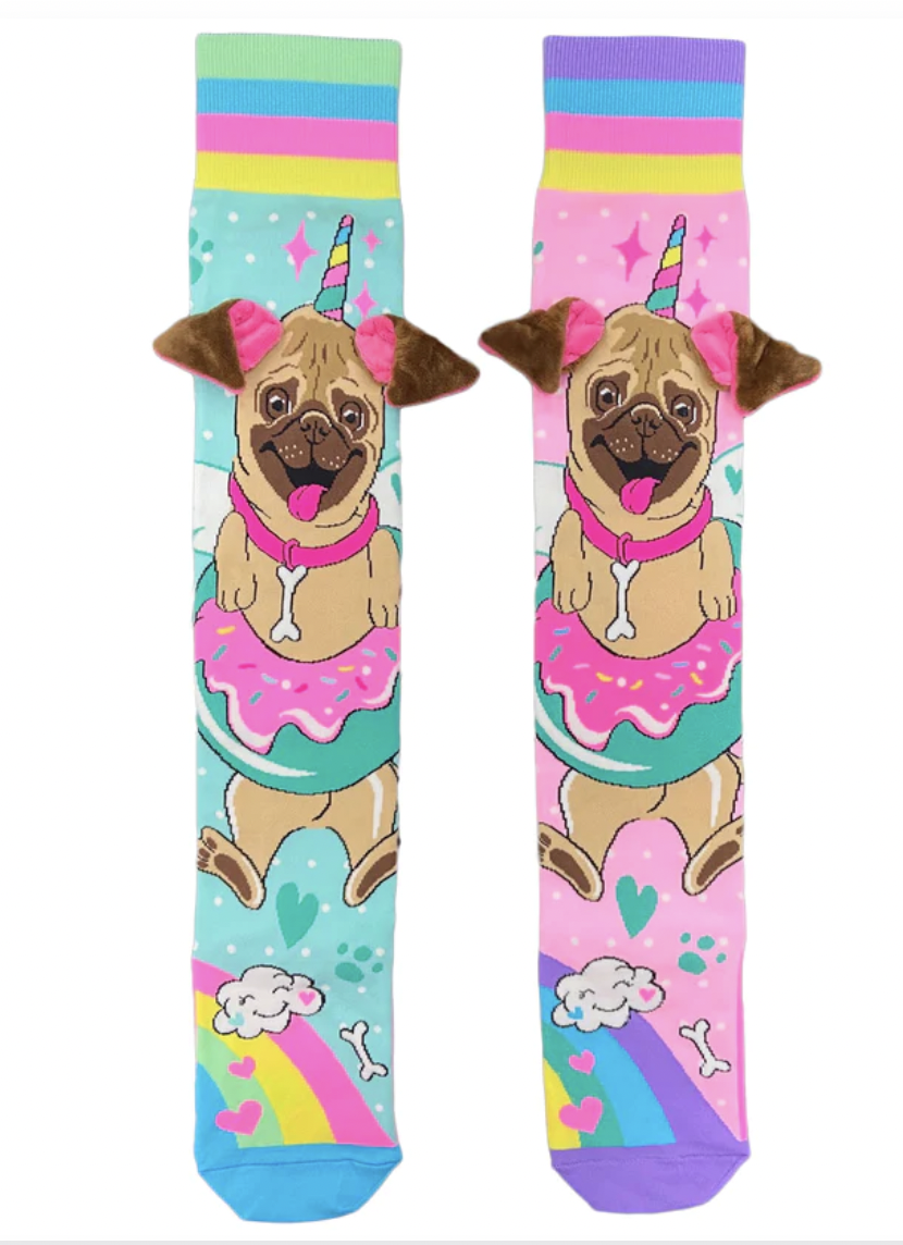 Pug Over the Knee w/Ears Socks