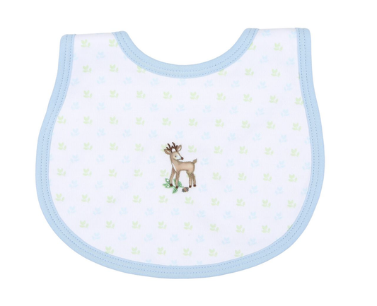 Baby Buck Blue Emb Bib