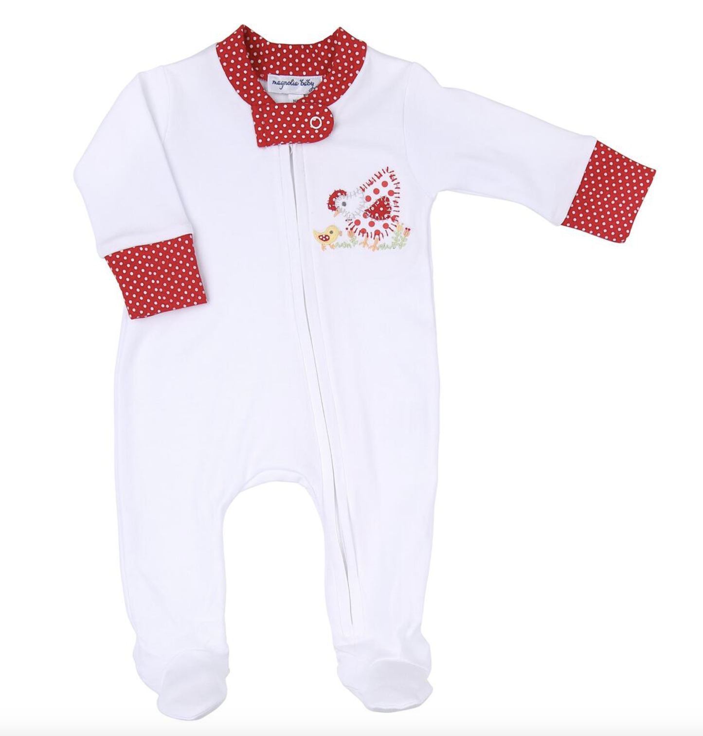 Mother Hen Combo White Red Zipper Footie