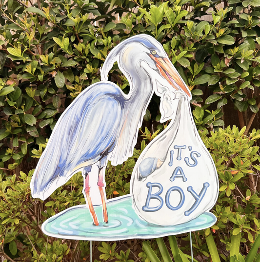 It's A Boy Blue Heron Yard Sign